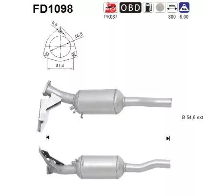 Roet-/deeltjesfilter, uitlaatsysteem AS FD1098)