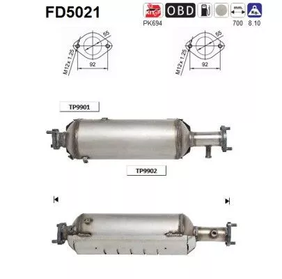 Roet-/deeltjesfilter, uitlaatsysteem AS FD5021)