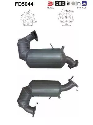 Roet-/deeltjesfilter, uitlaatsysteem AS FD5044)