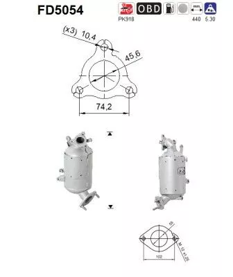 Roet-/deeltjesfilter, uitlaatsysteem AS FD5054)