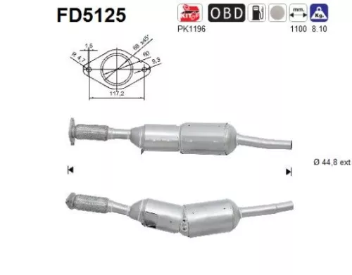 Roet-/deeltjesfilter, uitlaatsysteem AS FD5125)