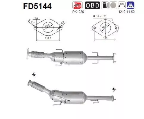 Roet-/deeltjesfilter, uitlaatsysteem AS FD5144)