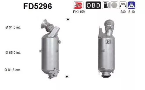 Roet-/deeltjesfilter, uitlaatsysteem AS FD5296)