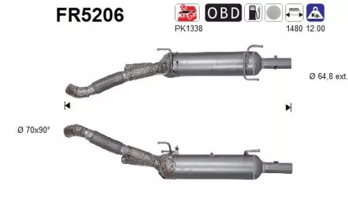 Roet-/deeltjesfilter, uitlaatsysteem AS FR5206)