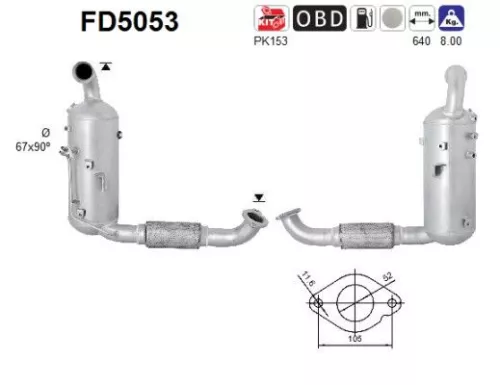 Roet-/deeltjesfilter, uitlaatsysteem AS FD5053)