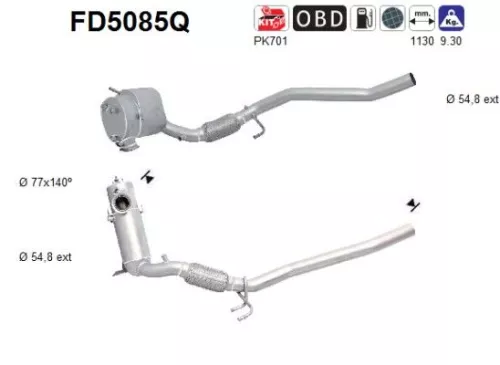 Roet-/deeltjesfilter, uitlaatsysteem AS FD5085Q)