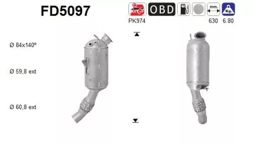 Roet-/deeltjesfilter, uitlaatsysteem AS FD5097)