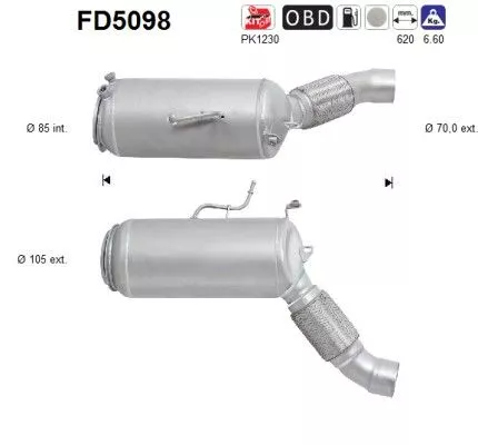 Roet-/deeltjesfilter, uitlaatsysteem AS FD5098)