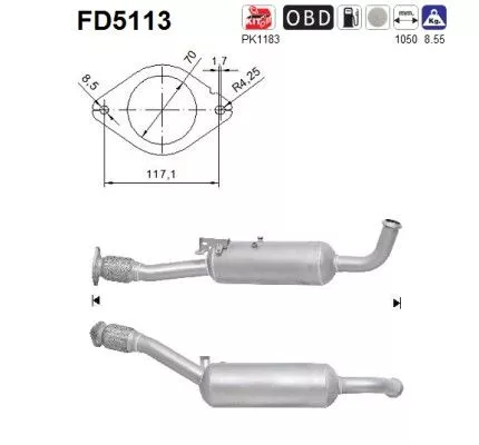 Roet-/deeltjesfilter, uitlaatsysteem AS FD5113)