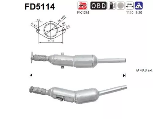 Roet-/deeltjesfilter, uitlaatsysteem AS FD5114)