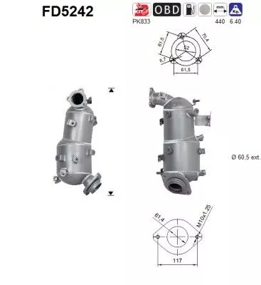 Roet-/deeltjesfilter, uitlaatsysteem AS FD5242)