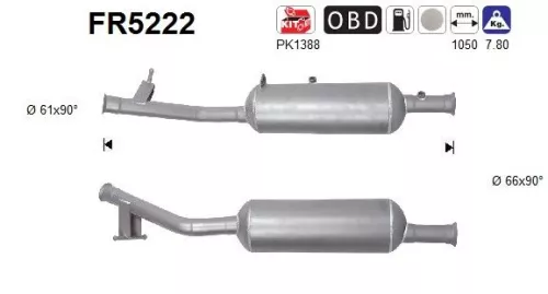 Roet-/deeltjesfilter, uitlaatsysteem AS FR5222)