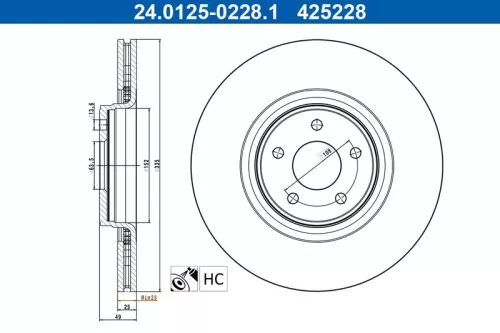 Remschijf ATE 24.0125-0228.1)