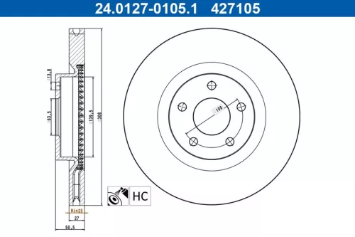 Remschijf ATE 24.0127-0105.1)
