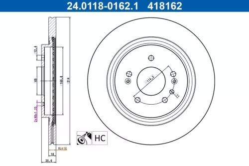 Remschijf ATE 24.0118-0162.1)