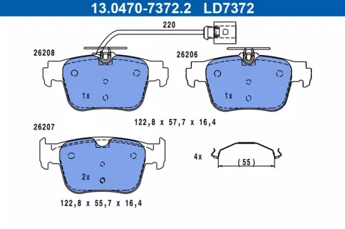 Brake Pad Set, disc brake ATE 13.0470-7372.2)