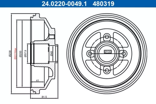 Brake Drum ATE 24.0220-0049.1)