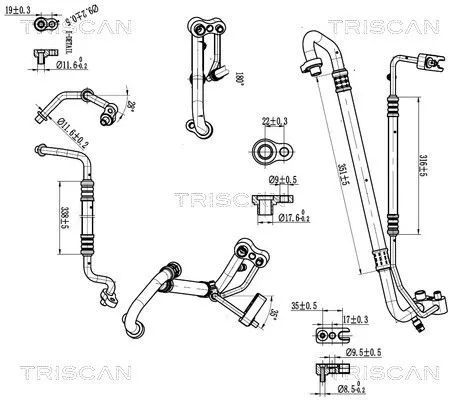 Hoge-/lagedrukleiding, airconditioning TRISCAN 9010 24005)