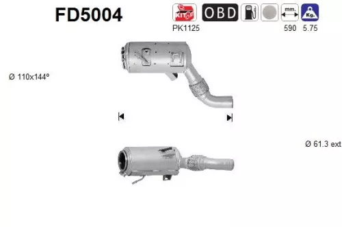 Roet-/deeltjesfilter, uitlaatsysteem AS FD5004)