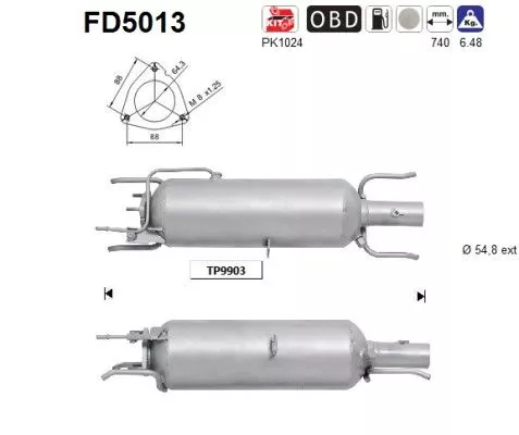 Roet-/deeltjesfilter, uitlaatsysteem AS FD5013)