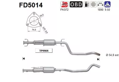 Roet-/deeltjesfilter, uitlaatsysteem AS FD5014)