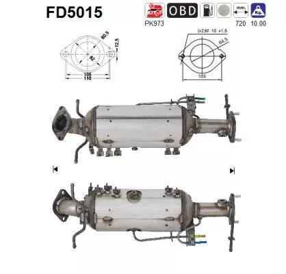 Roet-/deeltjesfilter, uitlaatsysteem AS FD5015)