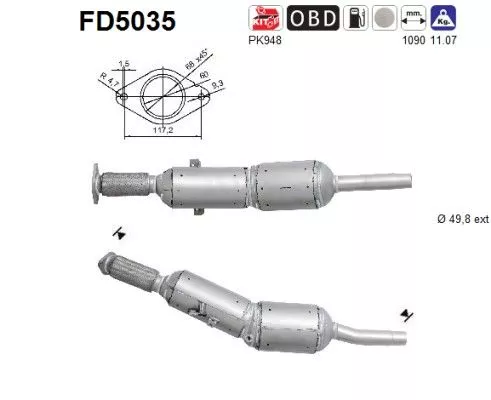 Roet-/deeltjesfilter, uitlaatsysteem AS FD5035)