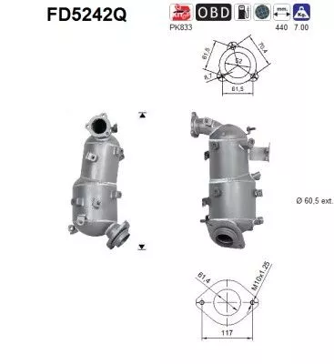 Roet-/deeltjesfilter, uitlaatsysteem AS FD5242Q)