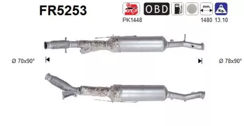 Roet-/deeltjesfilter, uitlaatsysteem AS FR5253)