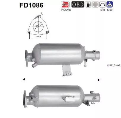 Roet-/deeltjesfilter, uitlaatsysteem AS FD1086)