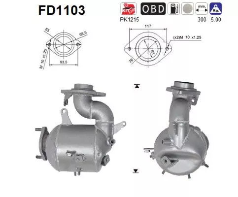 Roet-/deeltjesfilter, uitlaatsysteem AS FD1103)