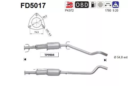 Roet-/deeltjesfilter, uitlaatsysteem AS FD5017)