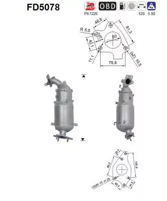 Roet-/deeltjesfilter, uitlaatsysteem AS FD5078)