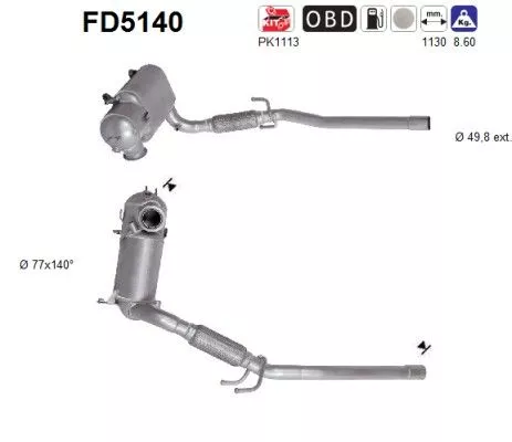 Roet-/deeltjesfilter, uitlaatsysteem AS FD5140)
