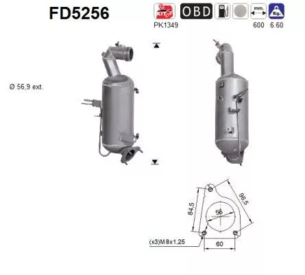 Roet-/deeltjesfilter, uitlaatsysteem AS FD5256)