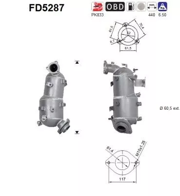 Roet-/deeltjesfilter, uitlaatsysteem AS FD5287)