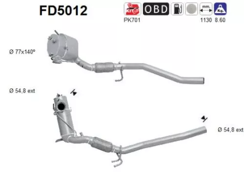 Roet-/deeltjesfilter, uitlaatsysteem AS FD5012)