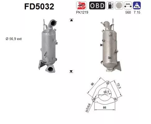 Roet-/deeltjesfilter, uitlaatsysteem AS FD5032)