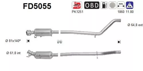 Roet-/deeltjesfilter, uitlaatsysteem AS FD5055)