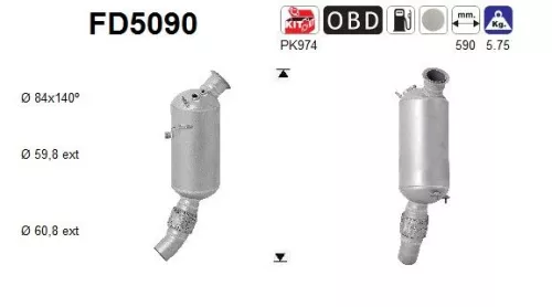 Roet-/deeltjesfilter, uitlaatsysteem AS FD5090)