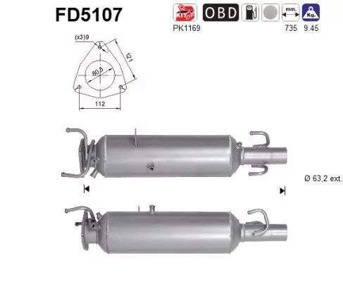 Roet-/deeltjesfilter, uitlaatsysteem AS FD5107)