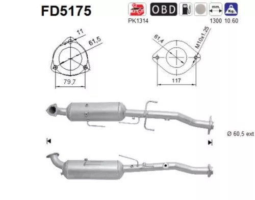 Roet-/deeltjesfilter, uitlaatsysteem AS FD5175)