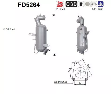 Roet-/deeltjesfilter, uitlaatsysteem AS FD5264)