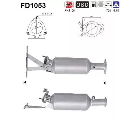 Roet-/deeltjesfilter, uitlaatsysteem AS FD1053)