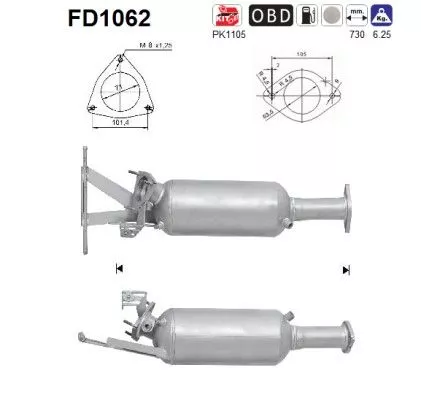 Roet-/deeltjesfilter, uitlaatsysteem AS FD1062)