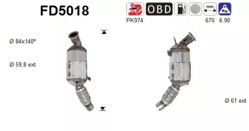Roet-/deeltjesfilter, uitlaatsysteem AS FD5018)