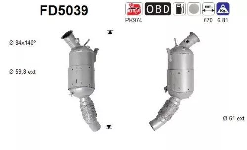 Roet-/deeltjesfilter, uitlaatsysteem AS FD5039)