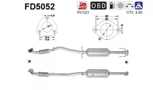 Roet-/deeltjesfilter, uitlaatsysteem AS FD5052)