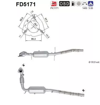 Roet-/deeltjesfilter, uitlaatsysteem AS FD5171)