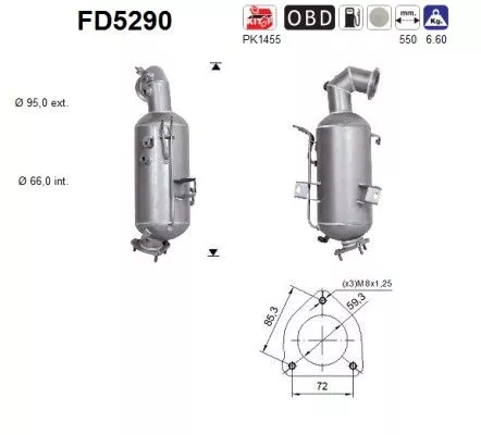 Roet-/deeltjesfilter, uitlaatsysteem AS FD5290)